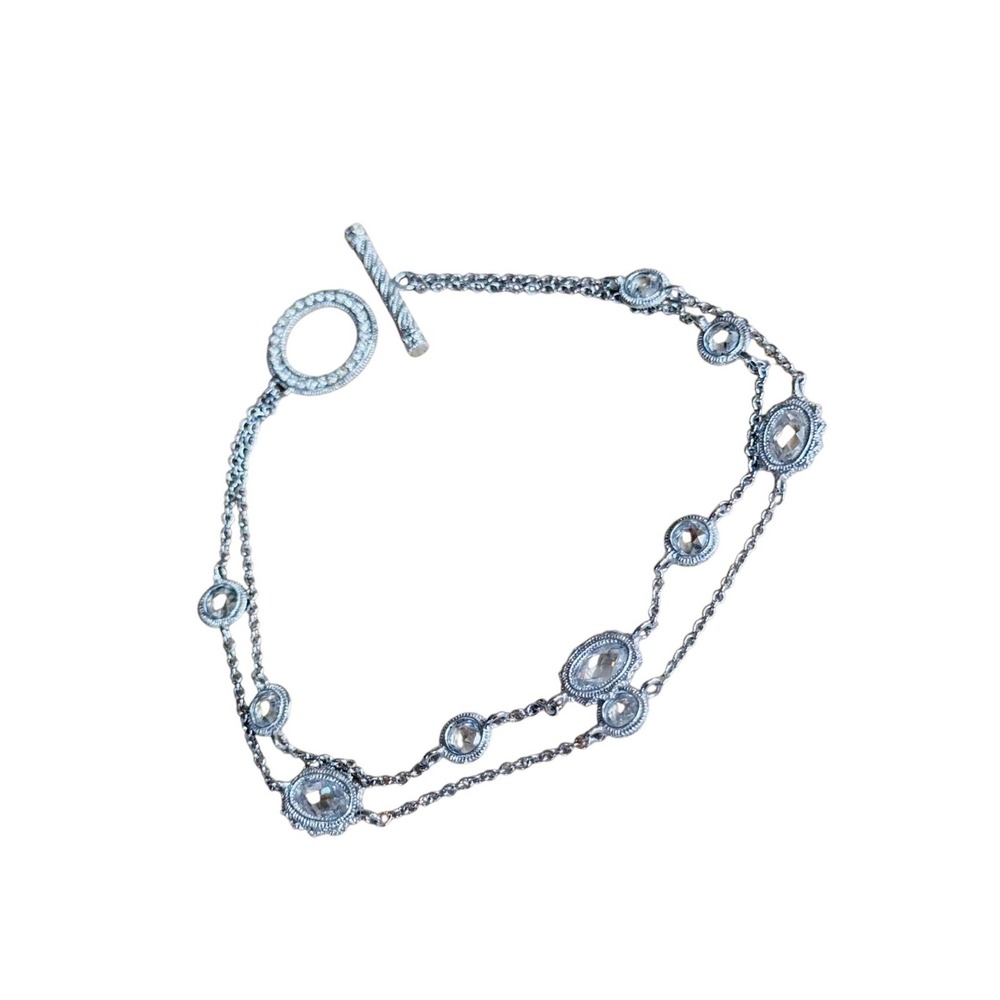 Nadri Ava Bracelet Bezel Cubic Zirconia Rhodium Plated High End Designer Toggle